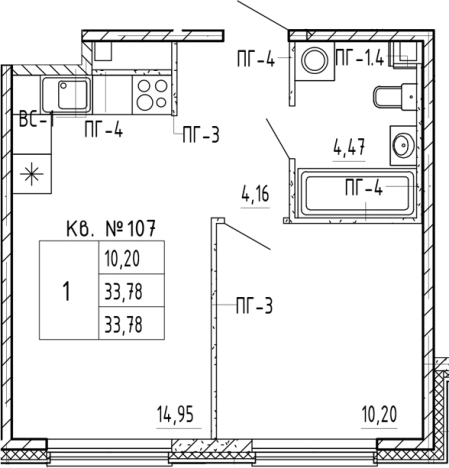 Купить однокомнатную квартиру в новостройках в ЖК PlUS Пулковский в Санкт-Петербурге. Вариант № 5584903, 0, площадь -  квм, цена 7516050 рублей
