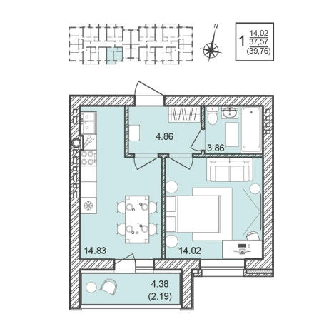 Купить однокомнатную квартиру в ЖК Александровский сад в Воронежской области. Вариант № 138161, 0, площадь -  квм, цена 4970000 рублей