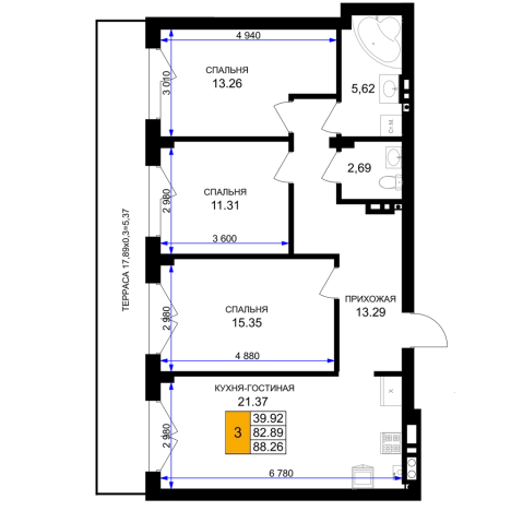 Купить квартиру в новостройках на улице Горького в Калининграде. Вариант № 103569, 0, площадь -  квм, цена 9973380 рублей