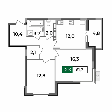 Купить квартиру в ЖК Маршал в Коврове. Вариант № 2731752, 1, площадь -  квм, цена 6398290 рублей
