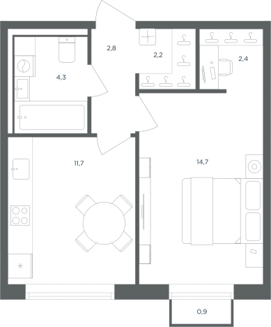 Купить однокомнатную квартиру в ЖК Равновесие в Московской области. Вариант № 157281, 0, площадь -  квм, цена 9344551 рублей