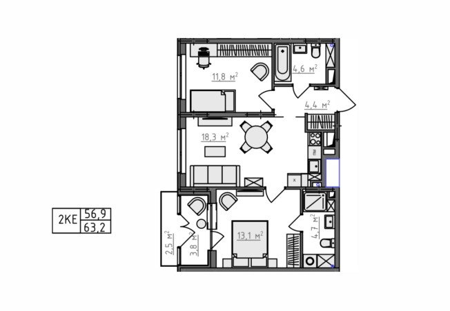 Купить квартиру в ЖК Квартал Новаторов в Владимире. Вариант № 130342, 3, площадь -  квм, цена 6252750 рублей