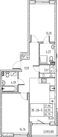 Купить трехкомнатную квартиру в ЖК Энфилд в Ленинградской области. Вариант № 7830678, 0, площадь - квм, цена 11332013 рублей
