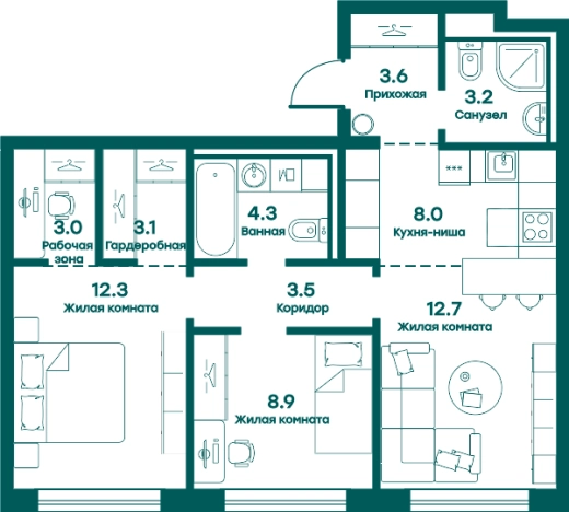 Купить трехкомнатную квартиру в Одинцове. Вариант № 145174, 0, площадь -  квм, цена 12342363 рублей