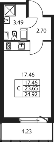 Купить Студию в Мурине. Вариант № 7267428, 0, площадь - квм, цена 5325888 рублей