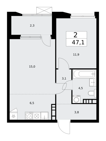Купить двухкомнатную квартиру в ЖК Бунинские кварталы в Москве. Вариант № 834149, 0, площадь -  квм, цена 17941332 рублей