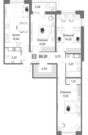 Купить четырехкомнатную квартиру на улице Ручьёвский проспект в Мурине. Вариант № 8064681, 0, площадь -  квм, цена 13407746 рублей