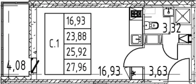 Купить Студию у метро Девяткино в Мурине. Вариант № 7267350, 0, площадь -  квм, цена 5362888 рублей