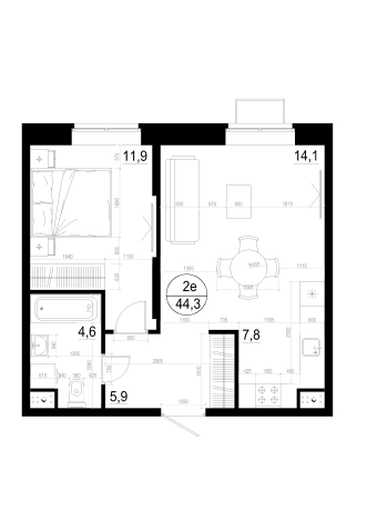 Купить двухкомнатную квартиру в Одинцове. Вариант № 127943, 0, площадь -  квм, цена 10779000 рублей