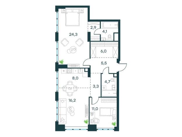 Купить трехкомнатную квартиру у метро Юго-Западная в Москве. Вариант № 2580660, 0, площадь -  квм, цена 40118028 рублей