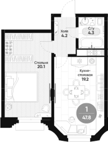 Купить однокомнатную квартиру в районе Адмиралтейский в Санкт-Петербурге. Вариант № 6868924, 0, площадь -  квм, цена 41718042 рублей