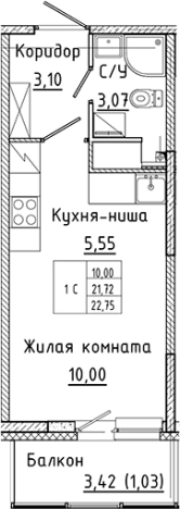 Купить Студию в ЖК Аквилон Янино в Ленинградской области. Вариант № 6226576, 0, площадь -  квм, цена 3912489 рублей