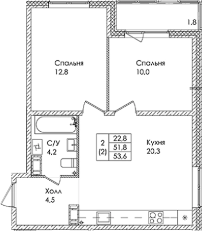 Купить двухкомнатную квартиру в ЖК Ермак в Ленинградской области. Вариант № 6609234, 0, площадь -  квм, цена 7924200 рублей