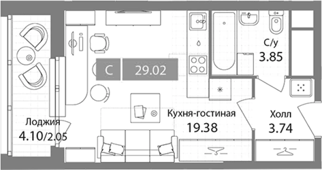 Купить Студию в Химках. Вариант № 86162, 0, площадь -  квм, цена 9323247 рублей