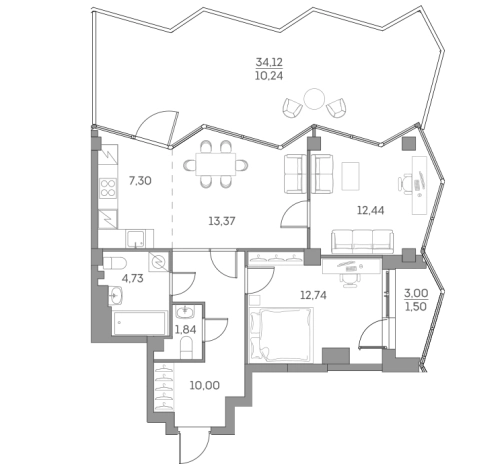 Купить квартиру в ЖК Аквилон Beside 2.0 в Москве. Вариант № 842234, 0, площадь - квм, цена 24339200.0000 рублей