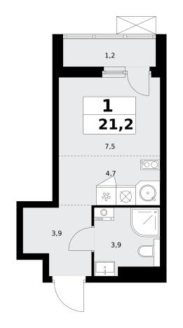 Купить однокомнатную квартиру в ЖК Бунинские кварталы в Москве. Вариант № 99599, 0, площадь -  квм, цена 9082504 рублей
