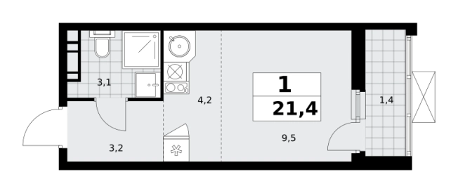 Купить однокомнатную квартиру в ЖК Скандинавия в Москве. Вариант № 1006964, 0, площадь -  квм, цена 8773144 рублей