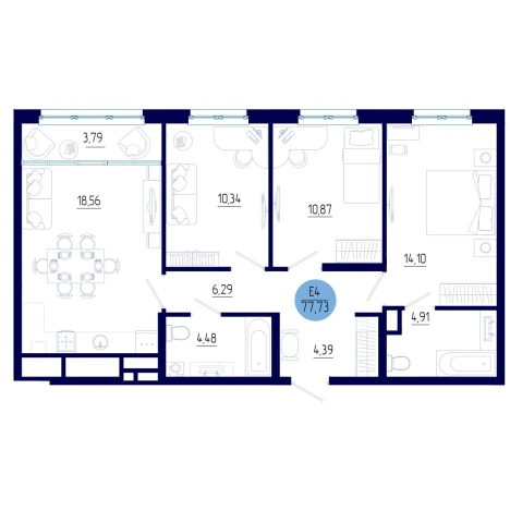 Купить трехкомнатную квартиру на улице проезд Бульвар Оптимистов в Рязанской области. Вариант № 102205, 0, площадь -  квм, цена 8781158 рублей