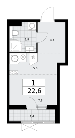 Купить однокомнатную квартиру в ЖК Бунинские кварталы в Москве. Вариант № 489254, 0, площадь -  квм, цена 9315494 рублей