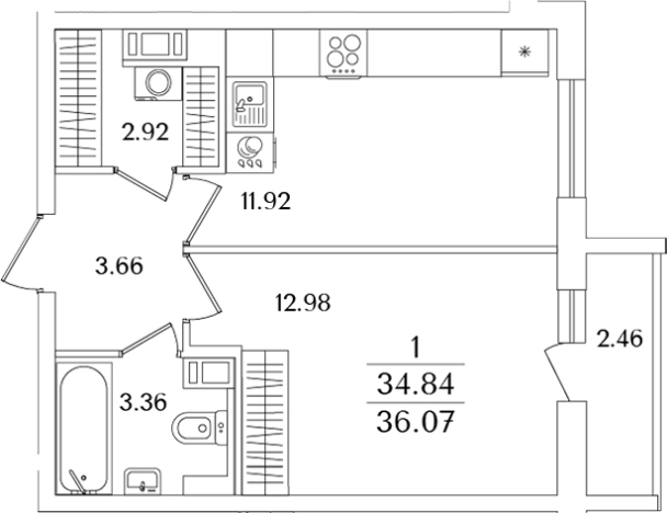 Купить однокомнатную квартиру у метро Проспект Ветеранов в Санкт-Петербурге. Вариант № 6712821, 0, площадь -  квм, цена 12442689 рублей