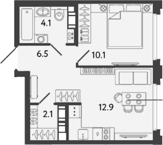 Купить однокомнатную квартиру у метро Улица Дыбенко в Санкт-Петербурге. Вариант № 6251917, 0, площадь -  квм, цена 10838900 рублей