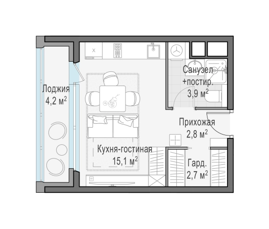 Купить Студию на улице Маковского в Одинцове. Вариант № 110382, 0, площадь -  квм, цена 10150000 рублей