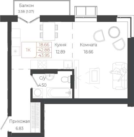 Купить однокомнатную квартиру на улице Целинная в Алтайском крае. Вариант № 9320200, 0, площадь -  квм, цена 11339100 рублей