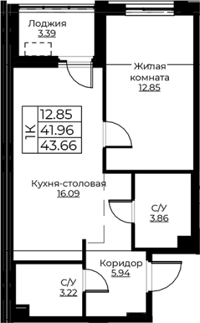 . Вариант № 8058198, 0, площадь - 41.96 квм, цена 7849158 рублей