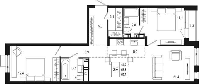 Купить трехкомнатную квартиру в Подольске. Вариант № 120365, 0, площадь -  квм, цена 14823031 рублей