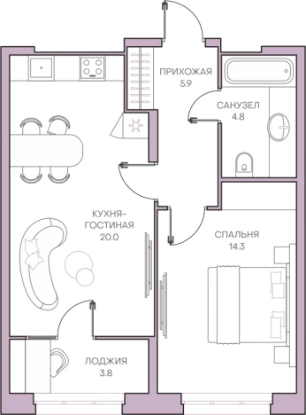 Купить однокомнатную квартиру в районе Ленинский в Пензенской области. Вариант № 76642, 0, площадь -  квм, цена 7027200 рублей