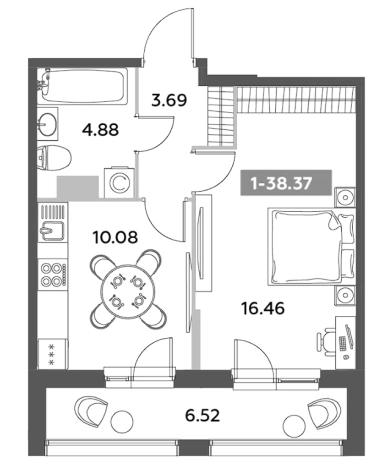 Купить однокомнатную квартиру в ЖК Аквилон Leaves в Санкт-Петербурге. Вариант № 6217225, 0, площадь -  квм, цена 13045065 рублей