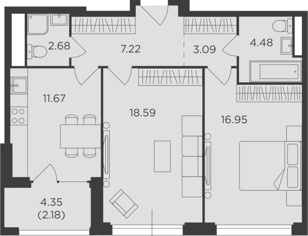 Купить двухкомнатную квартиру в новостройках на улице Проектируемый проезд № 6415 в Москве. Вариант № 84747, 0, площадь -  квм, цена 44220000 рублей