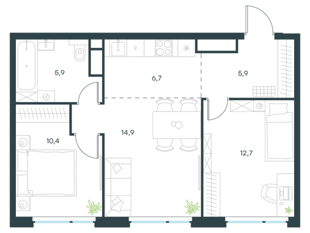 Купить трехкомнатную квартиру в Микрорайоне Новые Островцы, деревня Островцы в Московской области. Вариант № 10572247, 0, площадь - квм, цена 44059550 рублей