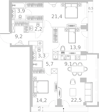 Купить многокомнатную квартиру в ЖК River Park Towers Кутузовский в Москве. Вариант № 105132, 0, площадь -  квм, цена 112457253 рублей