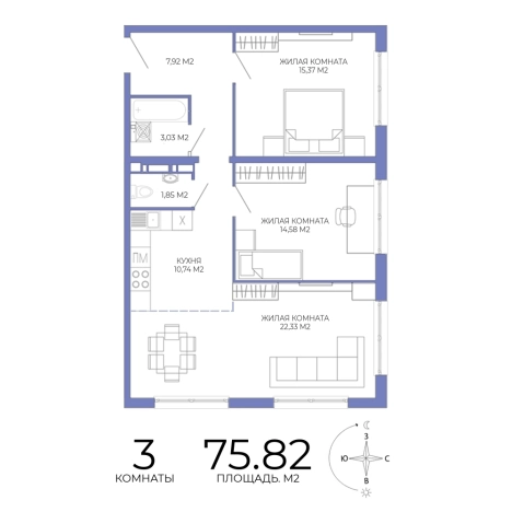 Купить трехкомнатную квартиру в новостройках на улице Побочинская в Пензе. Вариант № 129087, 0, площадь -  квм, цена 6444700 рублей