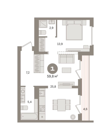 . Вариант № 8615603, 0, площадь - 59.75 квм, цена 11300000 рублей