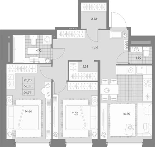 Купить трехкомнатную квартиру в новостройках у метро Чкаловская в Санкт-Петербурге. Вариант № 4160692, 0, площадь -  квм, цена 45380859 рублей
