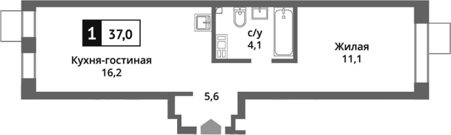 . Вариант № 122994, 0, площадь - 37 квм, цена 7112155 рублей