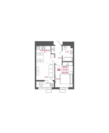 Купить двухкомнатную квартиру в ЖК Жилой комплекс "Дебют" в Пензенской области. Вариант № 7658385, 0, площадь -  квм, цена 3917830 рублей