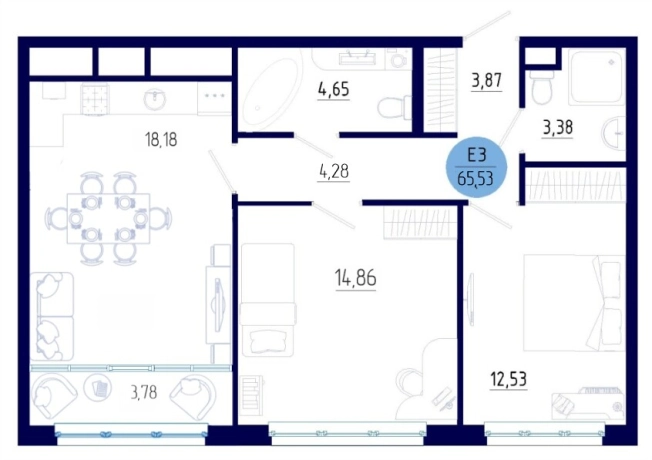 Купить двухкомнатную квартиру на улице проезд Бульвар Оптимистов в Рязанской области. Вариант № 102202, 0, площадь -  квм, цена 7533984 рублей