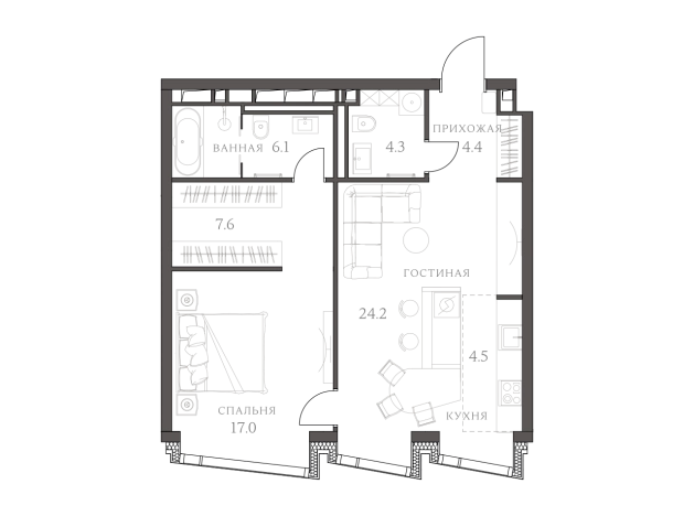 . Вариант № 85620, 0, площадь - 68.9 квм, цена 43090060 рублей
