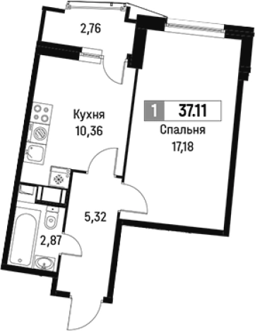 Купить однокомнатную квартиру у метро Девяткино в Мурине. Вариант № 6214801, 0, площадь - квм, цена 6370776 рублей
