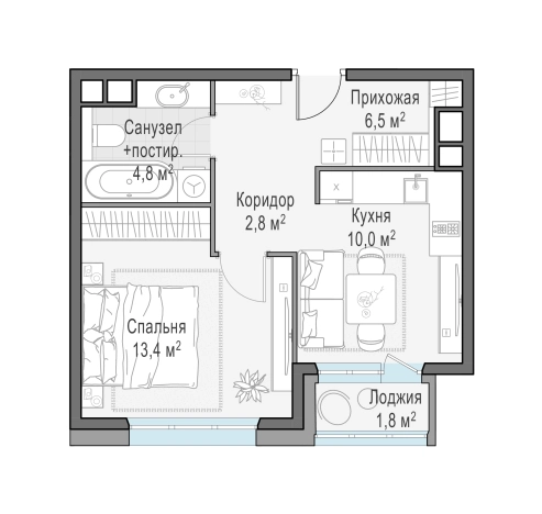 Купить однокомнатную квартиру на улице Чистяковой в Одинцове. Вариант № 110028, 0, площадь - квм, цена 13150000 рублей