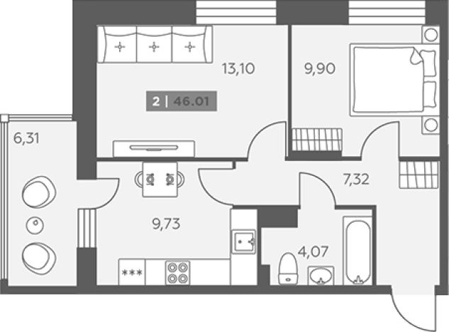 Купить двухкомнатную квартиру в ЖК Аквилон RekaPark в Ленинградской области. Вариант № 6217479, 0, площадь -  квм, цена 8836241 рублей