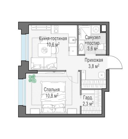 Купить однокомнатную квартиру в ЖК Белый Grad в Мытищах. Вариант № 166805, 0, площадь -  квм, цена 7050000 рублей