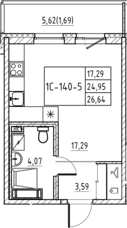 Купить Студию в ЖК Энфилд в Ленинградской области. Вариант № 7830758, 0, площадь -  квм, цена 4843152 рублей