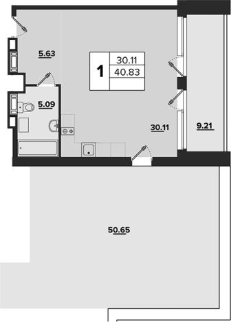 . Вариант № 89115, 0, площадь - 46.09 квм, цена 80614400 рублей