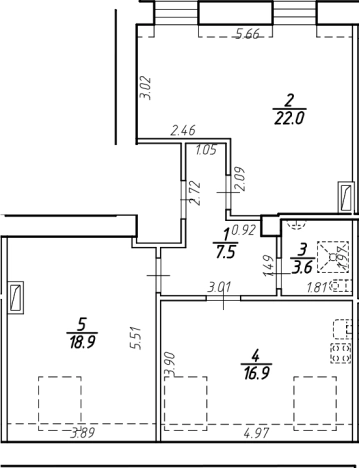 . Вариант № 78678, 0, площадь - 68.9 квм, цена 10610600 рублей
