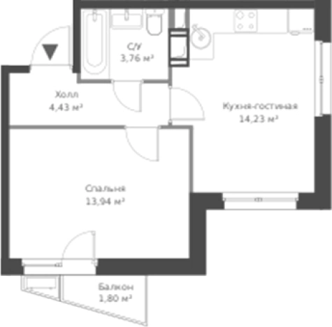 . Вариант № 6058371, 0, площадь - 36.36 квм, цена 6052080 рублей