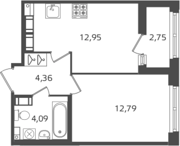 Купить однокомнатную квартиру у метро Выборгская в Санкт-Петербурге. Вариант № 6241836, 0, площадь -  квм, цена 11590410 рублей